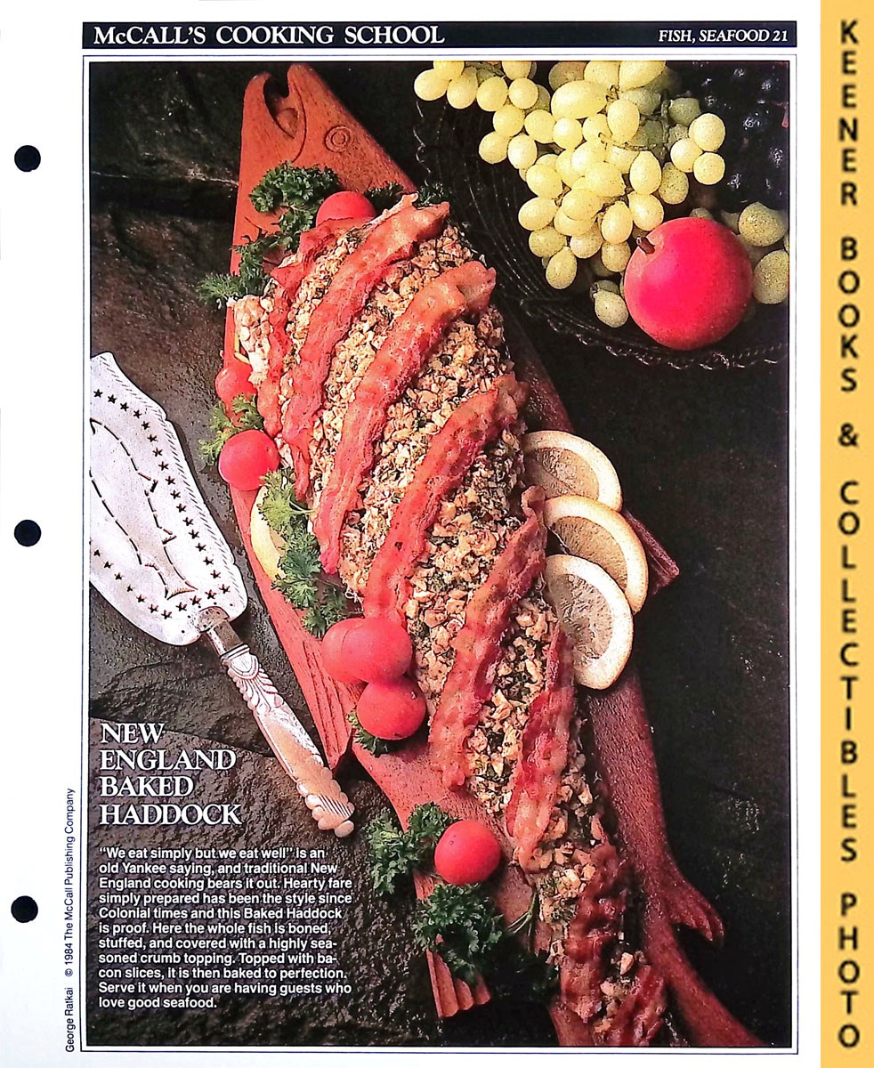 LANGAN, MARIANNE / WING, LUCY (EDITORS) - Mccall's Cooking School Recipe Card: Fish, Seafood 21 - Baked Haddock : Replacement Mccall's Recipage or Recipe Card for 3-Ring Binders : Mccall's Cooking School Cookbook Series