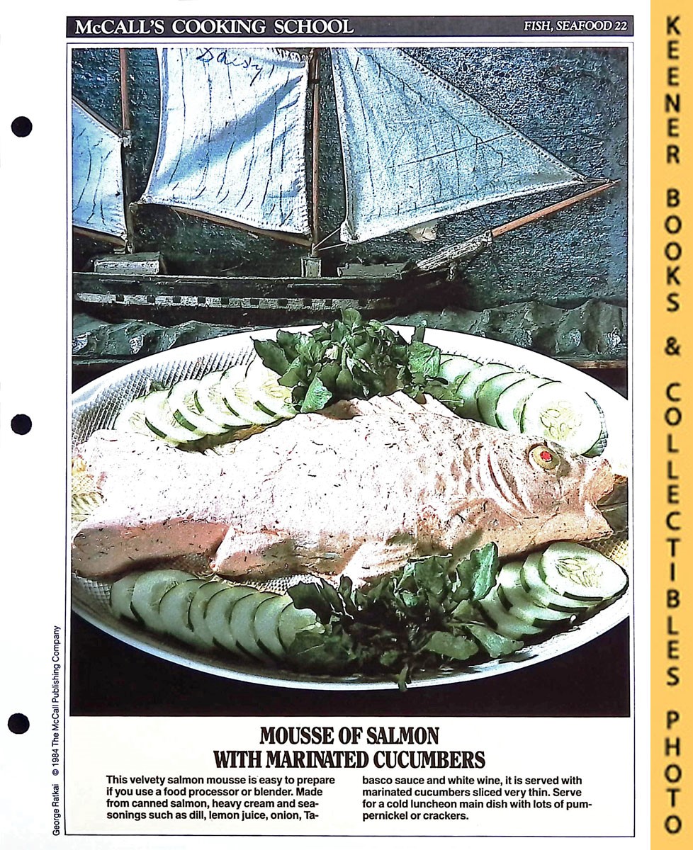 LANGAN, MARIANNE / WING, LUCY (EDITORS) - Mccall's Cooking School Recipe Card: Fish, Seafood 22 - Salmon Mousse with Sliced Cucumbers : Replacement Mccall's Recipage or Recipe Card for 3-Ring Binders : Mccall's Cooking School Cookbook Series