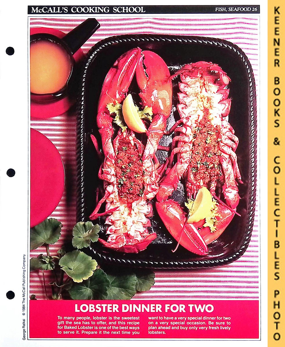 LANGAN, MARIANNE / WING, LUCY (EDITORS) - Mccall's Cooking School Recipe Card: Fish, Seafood 26 - Baked Lobster : Replacement Mccall's Recipage or Recipe Card for 3-Ring Binders : Mccall's Cooking School Cookbook Series