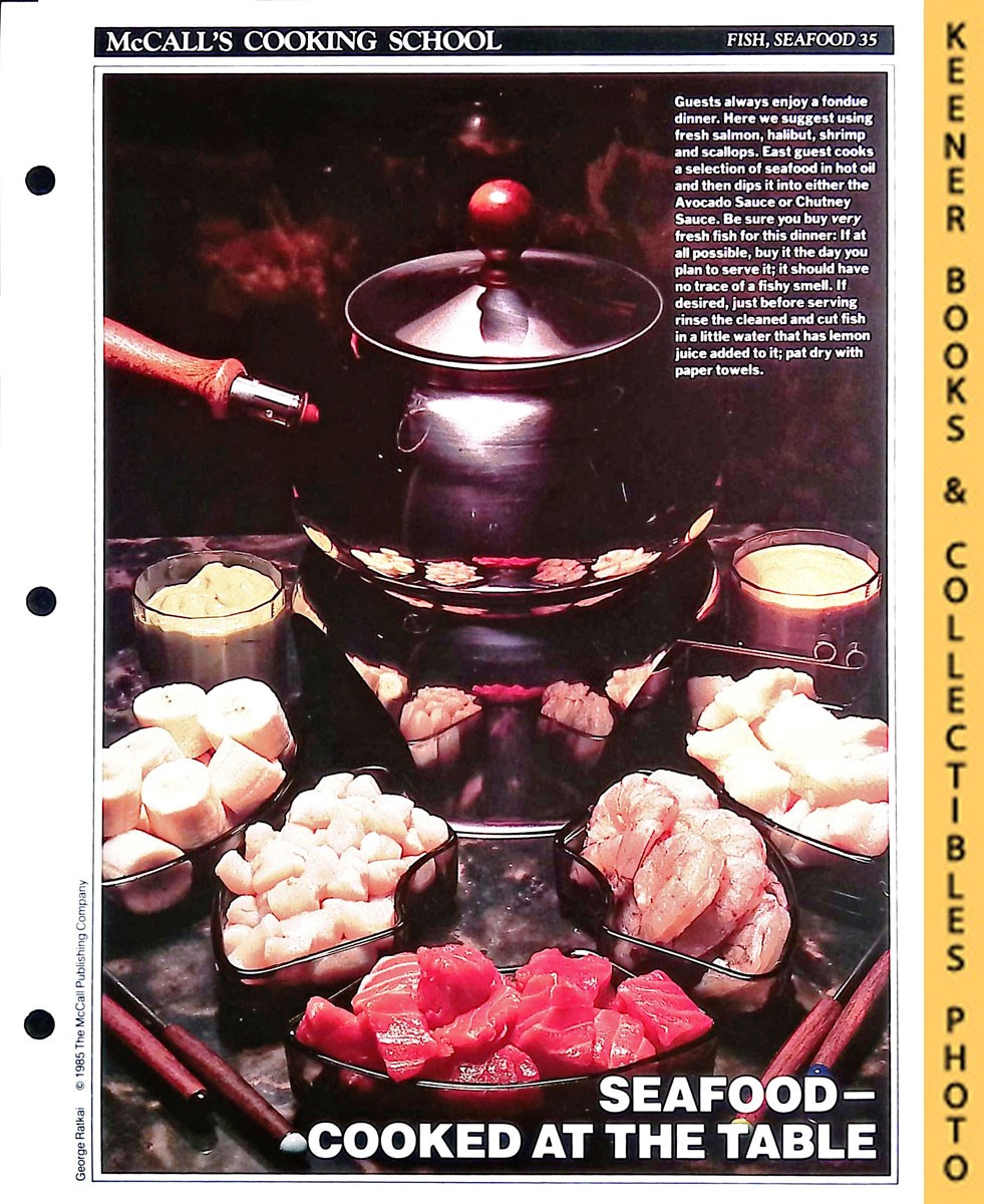 LANGAN, MARIANNE / WING, LUCY (EDITORS) - Mccall's Cooking School Recipe Card: Fish, Seafood 35 - Seafood Fondue : Replacement Mccall's Recipage or Recipe Card for 3-Ring Binders : Mccall's Cooking School Cookbook Series