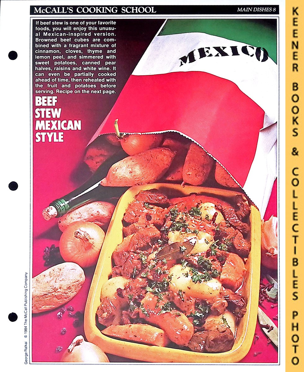LANGAN, MARIANNE / WING, LUCY (EDITORS) - Mccall's Cooking School Recipe Card: Main Dishes 8 - Beef Stew, la Fonda Del Sol : Replacement Mccall's Recipage or Recipe Card for 3-Ring Binders : Mccall's Cooking School Cookbook Series