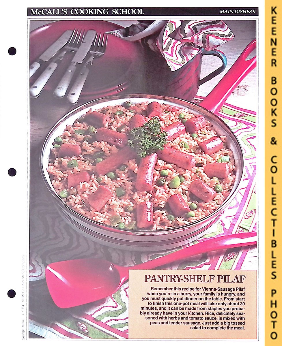 LANGAN, MARIANNE / WING, LUCY (EDITORS) - Mccall's Cooking School Recipe Card: Main Dishes 9 - Vienna-Sausage Pilaf : Replacement Mccall's Recipage or Recipe Card for 3-Ring Binders : Mccall's Cooking School Cookbook Series