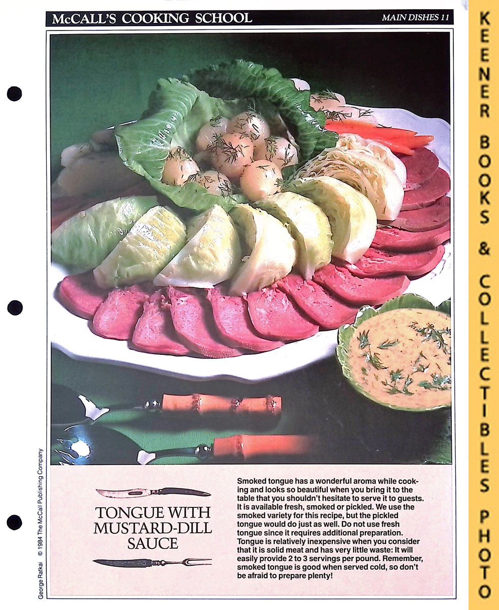 LANGAN, MARIANNE / WING, LUCY (EDITORS) - Mccall's Cooking School Recipe Card: Main Dishes 11 - Boiled Tongue with Vegetables : Replacement Mccall's Recipage or Recipe Card for 3-Ring Binders : Mccall's Cooking School Cookbook Series