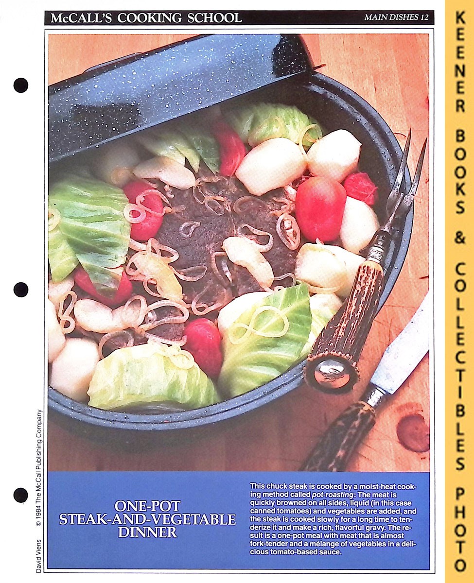 LANGAN, MARIANNE / WING, LUCY (EDITORS) - Mccall's Cooking School Recipe Card: Main Dishes 12 - Chuck Steak with Vegetables : Replacement Mccall's Recipage or Recipe Card for 3-Ring Binders : Mccall's Cooking School Cookbook Series