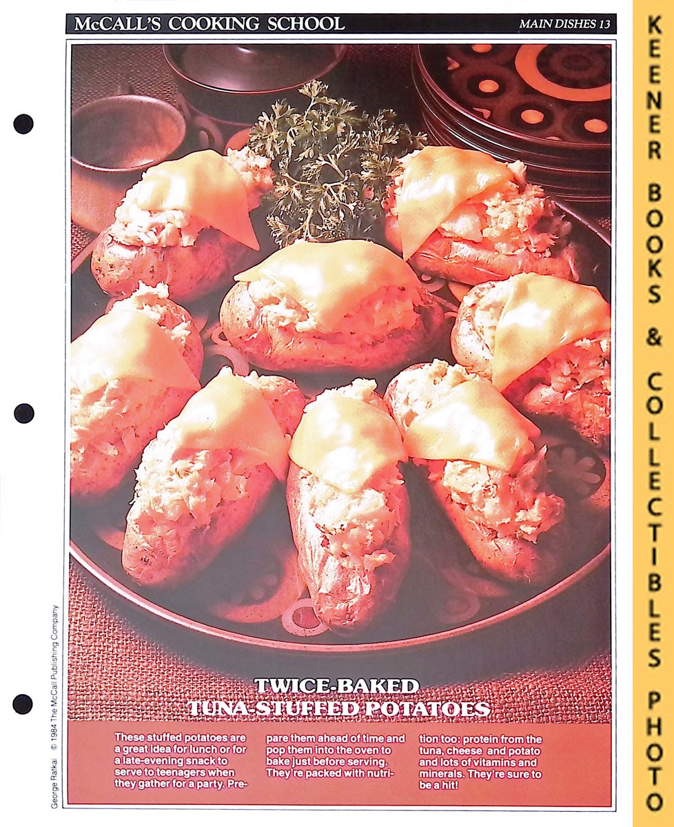 LANGAN, MARIANNE / WING, LUCY (EDITORS) - Mccall's Cooking School Recipe Card: Main Dishes 13 - Baked Tuna-Stuffed Potatoes : Replacement Mccall's Recipage or Recipe Card for 3-Ring Binders : Mccall's Cooking School Cookbook Series