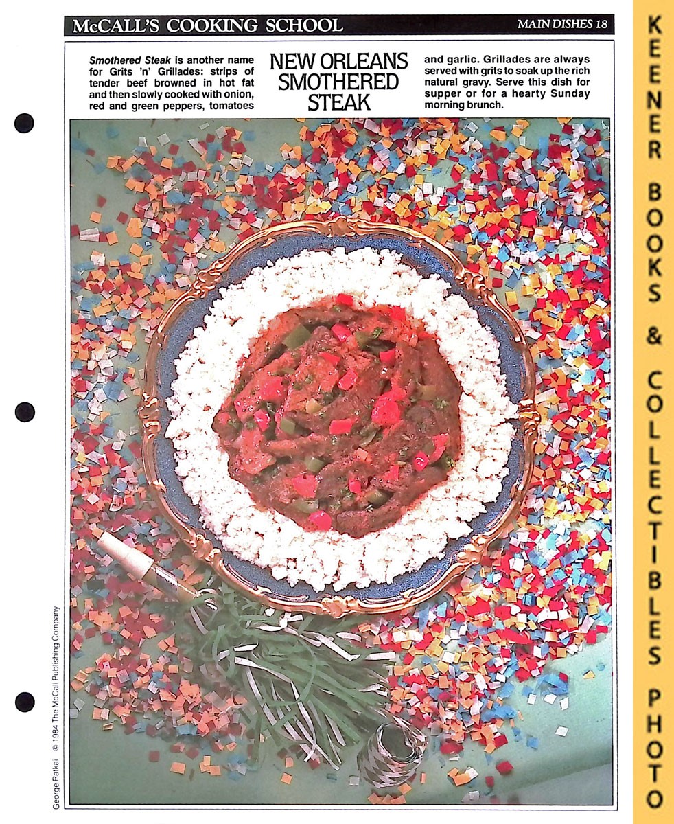 LANGAN, MARIANNE / WING, LUCY (EDITORS) - Mccall's Cooking School Recipe Card: Main Dishes 18 - Grits N Grillades : Replacement Mccall's Recipage or Recipe Card for 3-Ring Binders : Mccall's Cooking School Cookbook Series