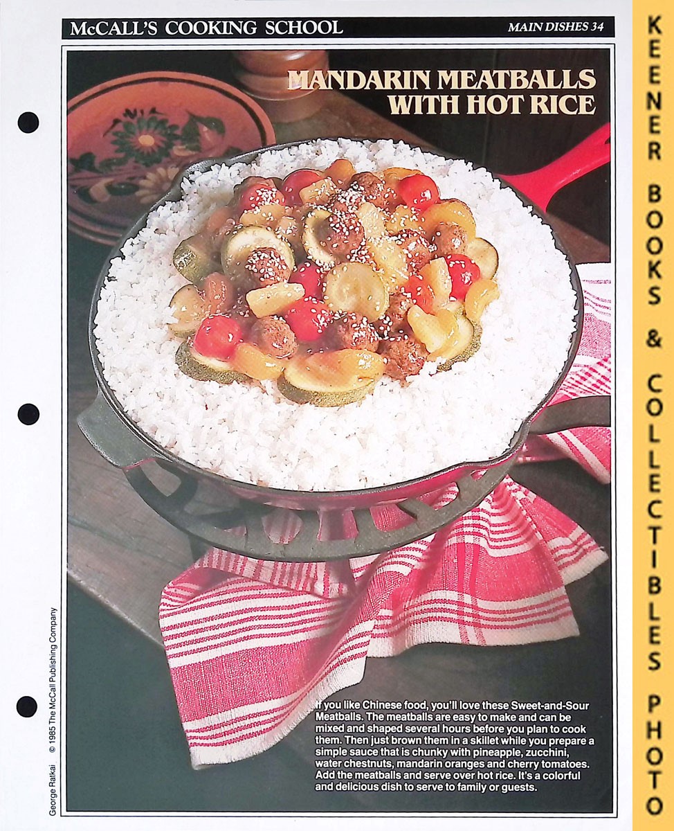LANGAN, MARIANNE / WING, LUCY (EDITORS) - Mccall's Cooking School Recipe Card: Main Dishes 34 - Sweet-and-Sour Meatballs : Replacement Mccall's Recipage or Recipe Card for 3-Ring Binders : Mccall's Cooking School Cookbook Series
