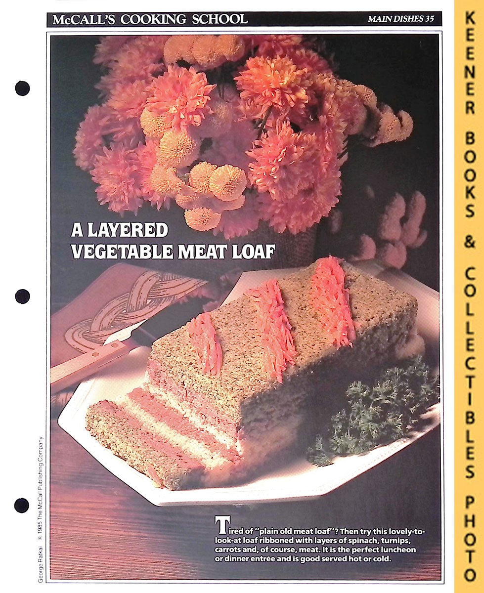 LANGAN, MARIANNE / WING, LUCY (EDITORS) - Mccall's Cooking School Recipe Card: Main Dishes 35 - Vegetable Meat Loaf : Replacement Mccall's Recipage or Recipe Card for 3-Ring Binders : Mccall's Cooking School Cookbook Series