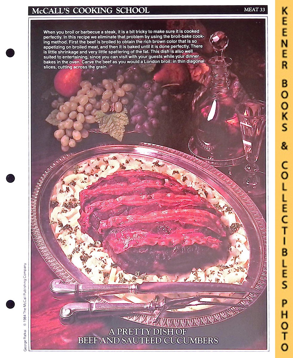 LANGAN, MARIANNE / WING, LUCY (EDITORS) - Mccall's Cooking School Recipe Card: Meat 33 - Roast Sirloin of Beef with Sauteed Cucumbers : Replacement Mccall's Recipage or Recipe Card for 3-Ring Binders : Mccall's Cooking School Cookbook Series