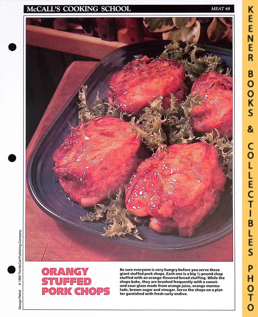 LANGAN, MARIANNE / WING, LUCY (EDITORS) - Mccall's Cooking School Recipe Card: Meat 48 - Orange-Glazed Pork Chops : Replacement Mccall's Recipage or Recipe Card for 3-Ring Binders : Mccall's Cooking School Cookbook Series