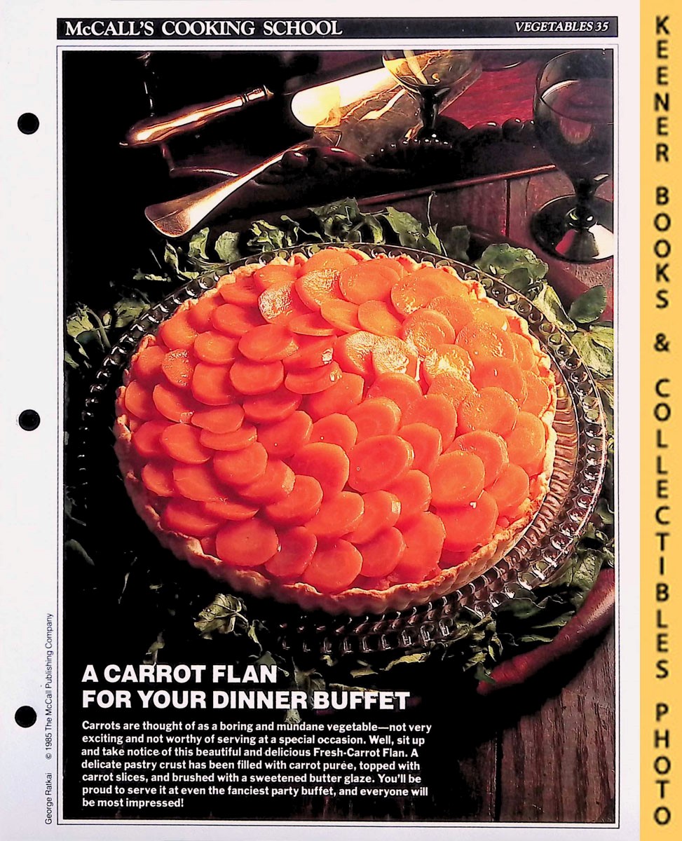 LANGAN, MARIANNE / WING, LUCY (EDITORS) - Mccall's Cooking School Recipe Card: Vegetables 35 - Fresh-Carrot Flan : Replacement Mccall's Recipage or Recipe Card for 3-Ring Binders : Mccall's Cooking School Cookbook Series