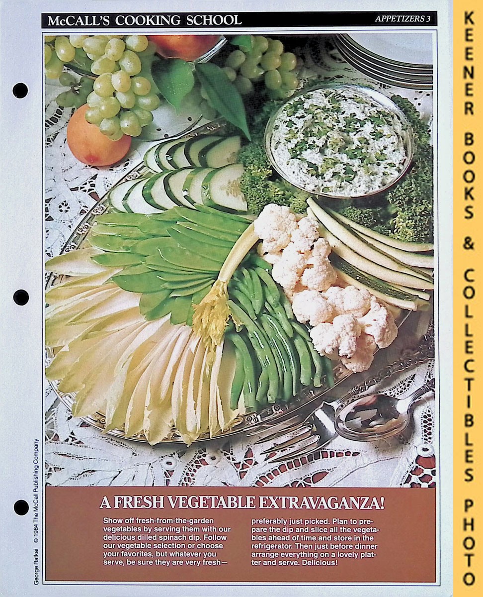LANGAN, MARIANNE / WING, LUCY (EDITORS) - Mccall's Cooking School Recipe Card: Appetizers 3 - Harvest Vegetables with Sour - Cream Dip Florentine : Replacement Mccall's Recipage or Recipe Card for 3-Ring Binders : Mccall's Cooking School Cookbook Series