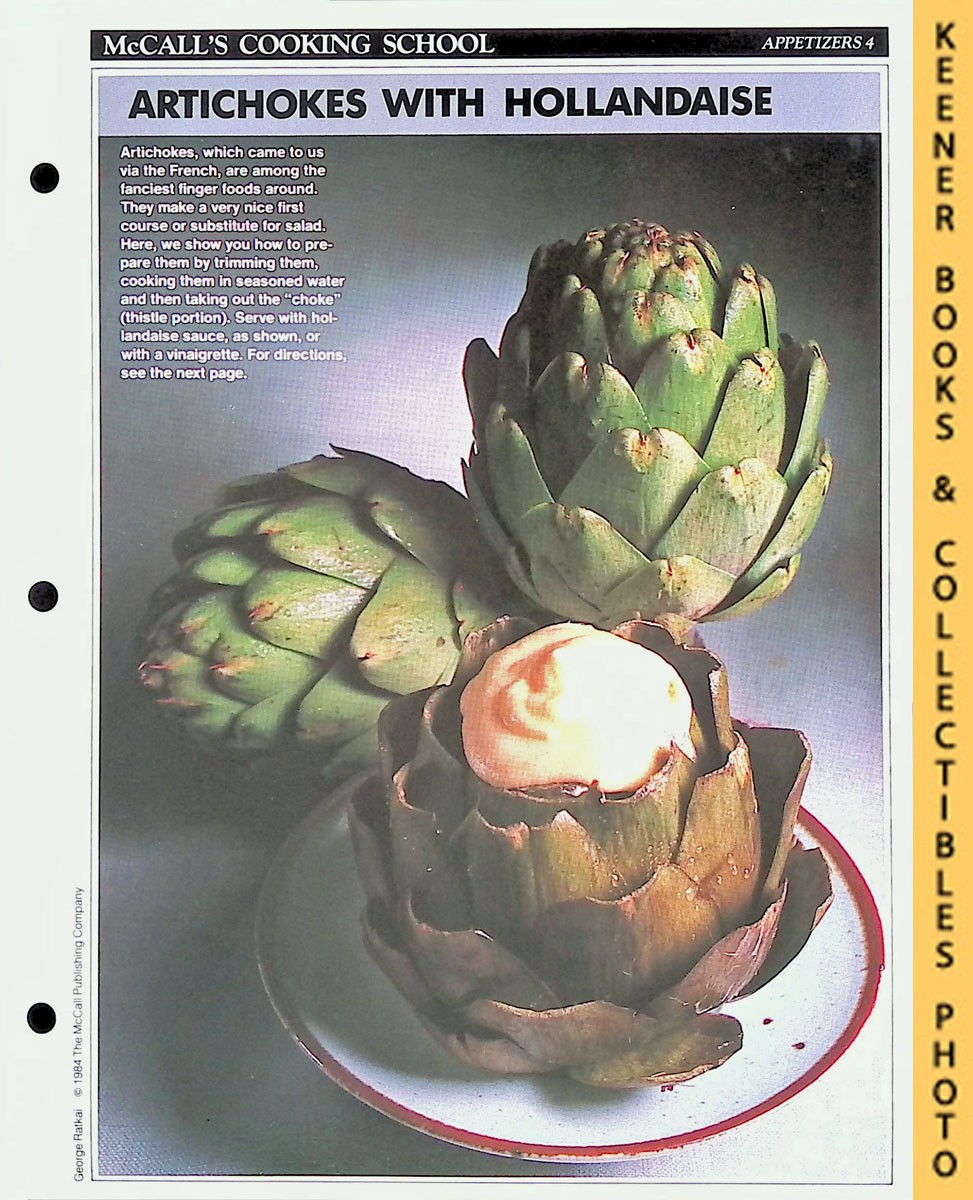 LANGAN, MARIANNE / WING, LUCY (EDITORS) - Mccall's Cooking School Recipe Card: Appetizers 4 - Artichokes with Hollandaise Sauce : Replacement Mccall's Recipage or Recipe Card for 3-Ring Binders : Mccall's Cooking School Cookbook Series