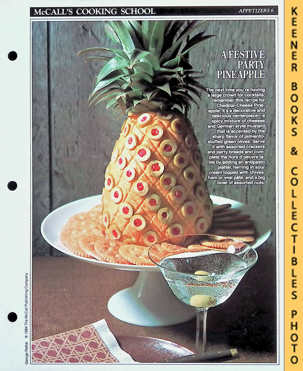 LANGAN, MARIANNE / WING, LUCY (EDITORS) - Mccall's Cooking School Recipe Card: Appetizers 6 - Cheddar-Cheese Pineapple : Replacement Mccall's Recipage or Recipe Card for 3-Ring Binders : Mccall's Cooking School Cookbook Series