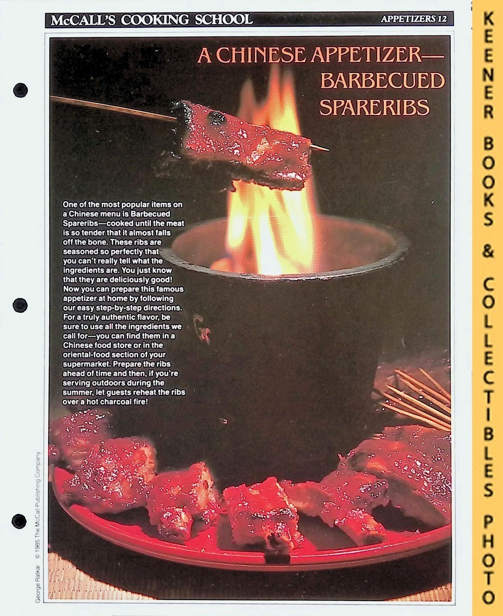 LANGAN, MARIANNE / WING, LUCY (EDITORS) - Mccall's Cooking School Recipe Card: Appetizers 12 - Chinese Barbecued Spareribs : Replacement Mccall's Recipage or Recipe Card for 3-Ring Binders : Mccall's Cooking School Cookbook Series