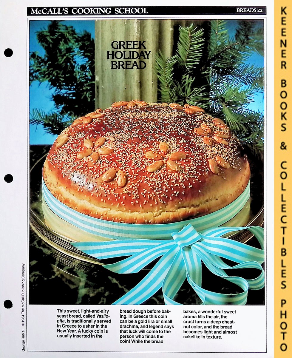 LANGAN, MARIANNE / WING, LUCY (EDITORS) - Mccall's Cooking School Recipe Card: Breads 22 - Vasilopita : Replacement Mccall's Recipage or Recipe Card for 3-Ring Binders : Mccall's Cooking School Cookbook Series
