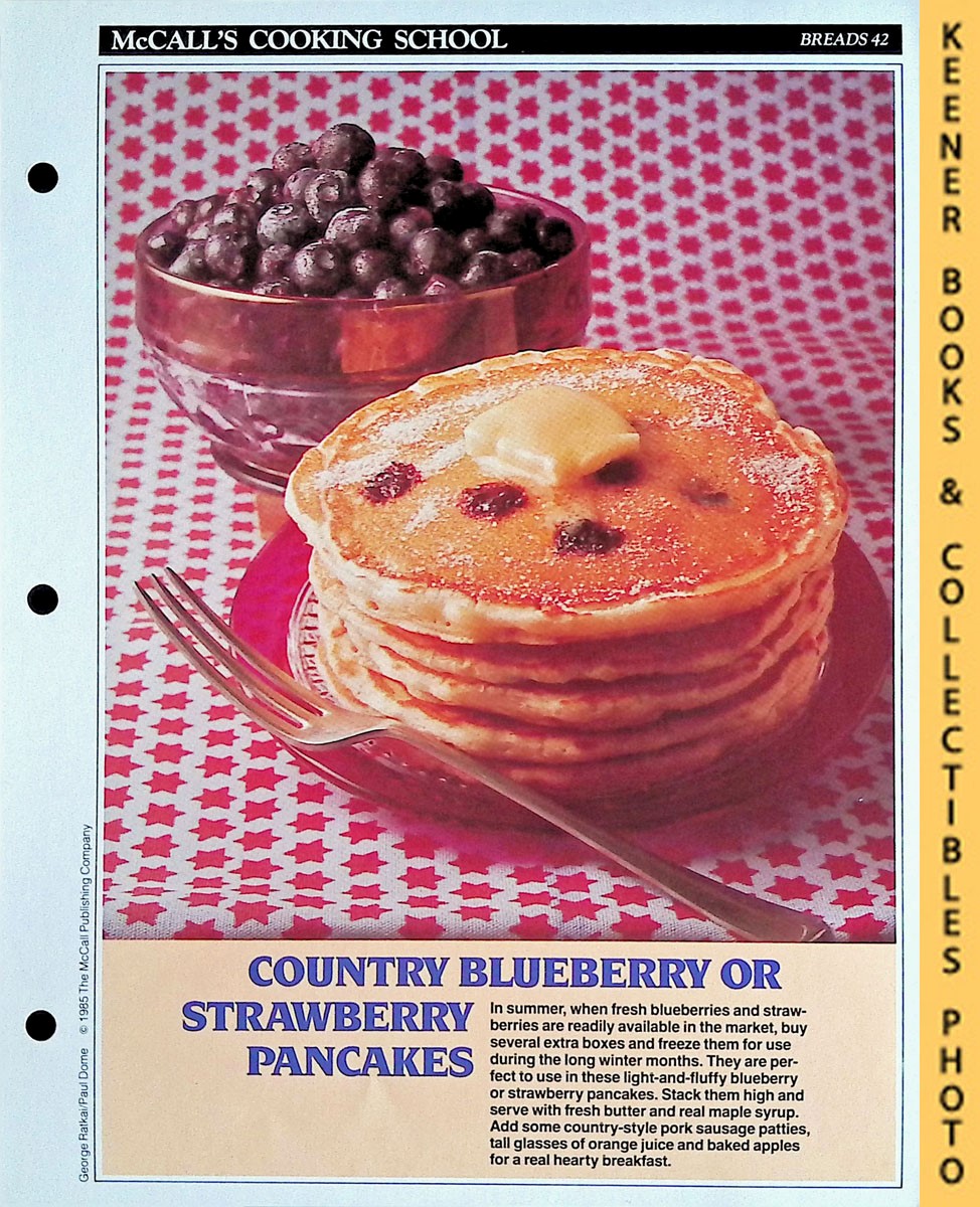 LANGAN, MARIANNE / WING, LUCY (EDITORS) - Mccall's Cooking School Recipe Card: Breads 42 - Blueberry or Strawberry Pancakes : Replacement Mccall's Recipage or Recipe Card for 3-Ring Binders : Mccall's Cooking School Cookbook Series