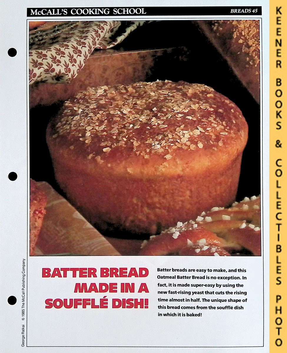 LANGAN, MARIANNE / WING, LUCY (EDITORS) - Mccall's Cooking School Recipe Card: Breads 45 - Oatmeal Batter Bread : Replacement Mccall's Recipage or Recipe Card for 3-Ring Binders : Mccall's Cooking School Cookbook Series