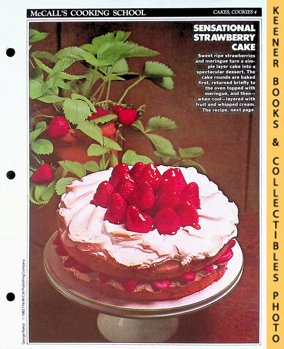 LANGAN, MARIANNE / WING, LUCY (EDITORS) - Mccall's Cooking School Recipe Card: Cakes, Cookies 4 - Strawberry Meringue Cake : Replacement Mccall's Recipage or Recipe Card for 3-Ring Binders : Mccall's Cooking School Cookbook Series