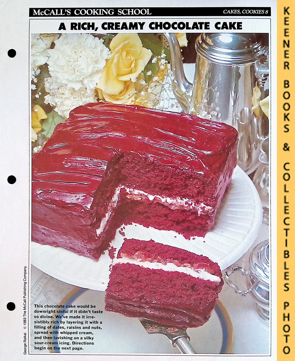 LANGAN, MARIANNE / WING, LUCY (EDITORS) - Mccall's Cooking School Recipe Card: Cakes, Cookies 8 - Creole Chocolate Cake : Replacement Mccall's Recipage or Recipe Card for 3-Ring Binders : Mccall's Cooking School Cookbook Series