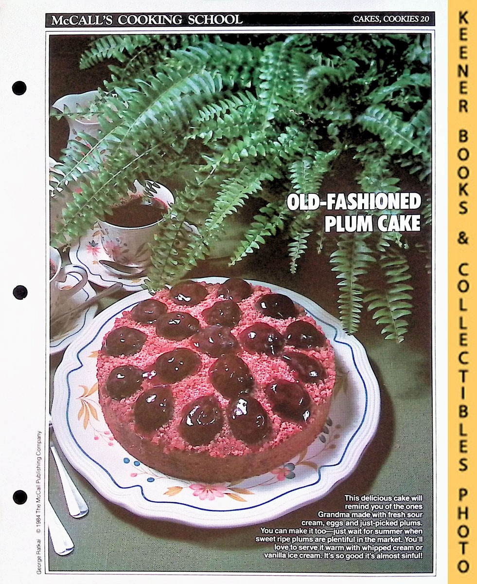 LANGAN, MARIANNE / WING, LUCY (EDITORS) - Mccall's Cooking School Recipe Card: Cakes, Cookies 20 - Sour-Cream Plum Cake : Replacement Mccall's Recipage or Recipe Card for 3-Ring Binders : Mccall's Cooking School Cookbook Series