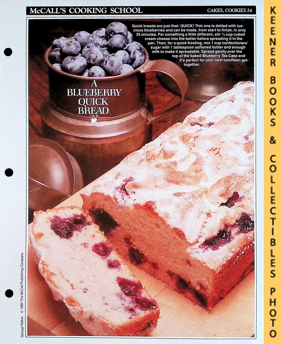 LANGAN, MARIANNE / WING, LUCY (EDITORS) - Mccall's Cooking School Recipe Card: Cakes, Cookies 24 - Blueberry Tea Cake : Replacement Mccall's Recipage or Recipe Card for 3-Ring Binders : Mccall's Cooking School Cookbook Series