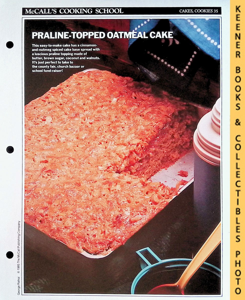 LANGAN, MARIANNE / WING, LUCY (EDITORS) - Mccall's Cooking School Recipe Card: Cakes, Cookies 35 - Oatmeal Praline Cake : Replacement Mccall's Recipage or Recipe Card for 3-Ring Binders : Mccall's Cooking School Cookbook Series