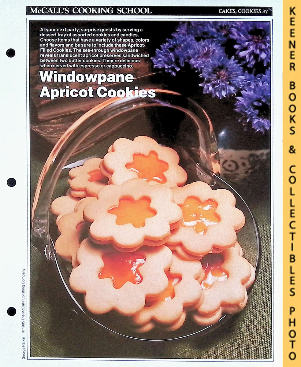 LANGAN, MARIANNE / WING, LUCY (EDITORS) - Mccall's Cooking School Recipe Card: Cakes, Cookies 37 - Apricot-Filled Cookies : Replacement Mccall's Recipage or Recipe Card for 3-Ring Binders : Mccall's Cooking School Cookbook Series