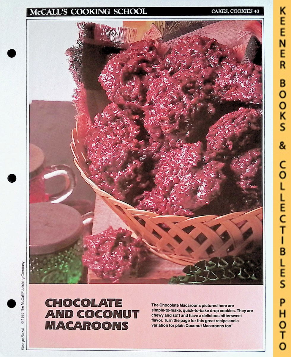 LANGAN, MARIANNE / WING, LUCY (EDITORS) - Mccall's Cooking School Recipe Card: Cakes, Cookies 40 - Chocolate & Coconut Macaroons : Replacement Mccall's Recipage or Recipe Card for 3-Ring Binders : Mccall's Cooking School Cookbook Series