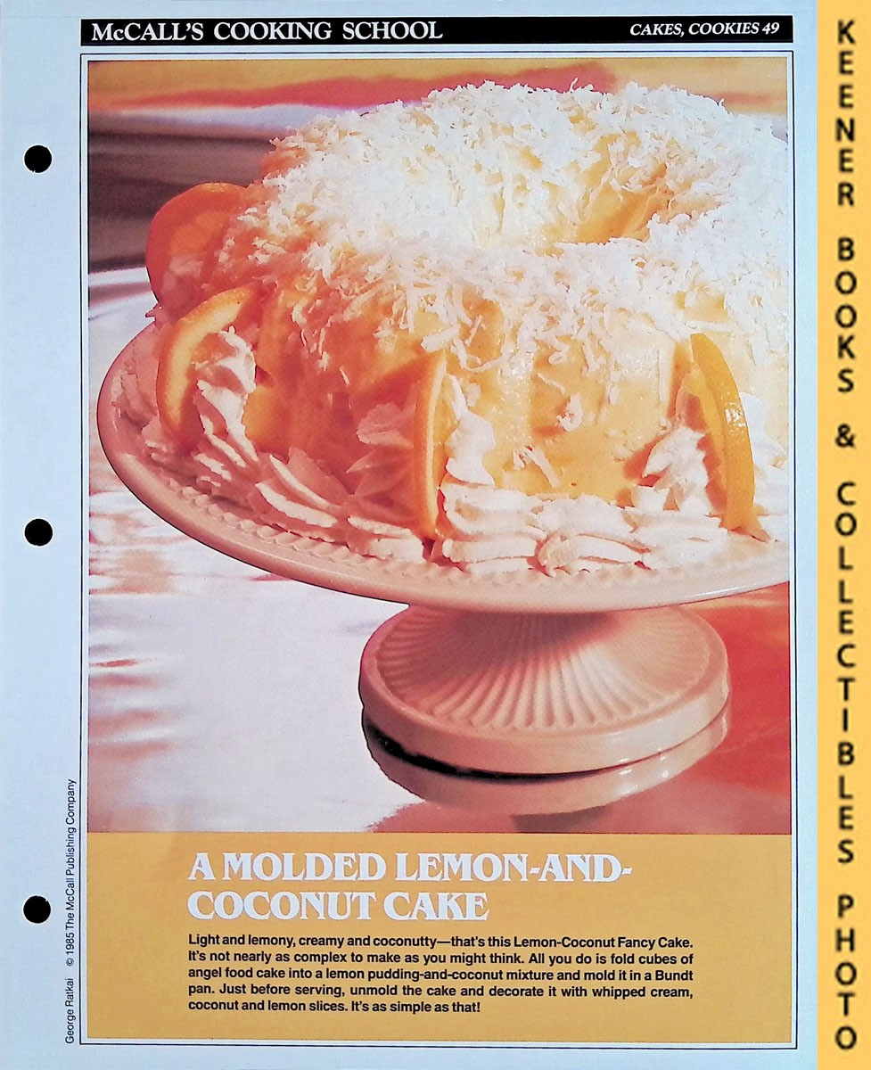 LANGAN, MARIANNE / WING, LUCY (EDITORS) - Mccall's Cooking School Recipe Card: Cakes, Cookies 49 - Lemon-Coconut Fancy Cake : Replacement Mccall's Recipage or Recipe Card for 3-Ring Binders : Mccall's Cooking School Cookbook Series