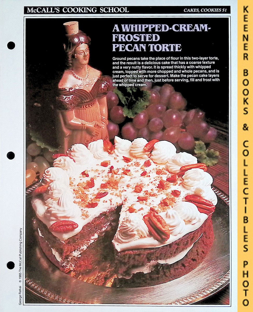 LANGAN, MARIANNE / WING, LUCY (EDITORS) - Mccall's Cooking School Recipe Card: Cakes, Cookies 51 - Pecan Torte : Replacement Mccall's Recipage or Recipe Card for 3-Ring Binders : Mccall's Cooking School Cookbook Series