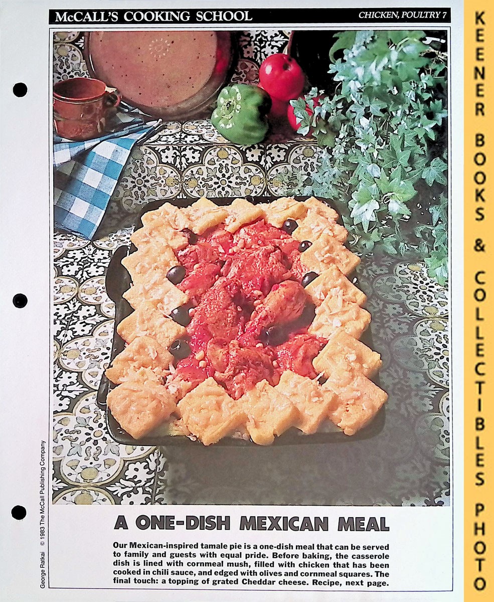 LANGAN, MARIANNE / WING, LUCY (EDITORS) - Mccall's Cooking School Recipe Card: Chicken, Poultry 7 - Tamale Pie : Replacement Mccall's Recipage or Recipe Card for 3-Ring Binders : Mccall's Cooking School Cookbook Series