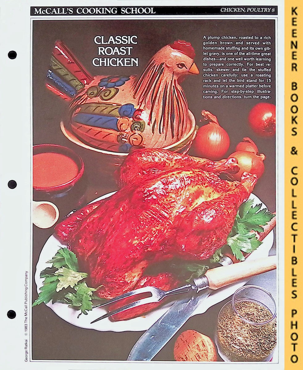 LANGAN, MARIANNE / WING, LUCY (EDITORS) - Mccall's Cooking School Recipe Card: Chicken, Poultry 8 - Roast Chicken with Stuffing : Replacement Mccall's Recipage or Recipe Card for 3-Ring Binders : Mccall's Cooking School Cookbook Series