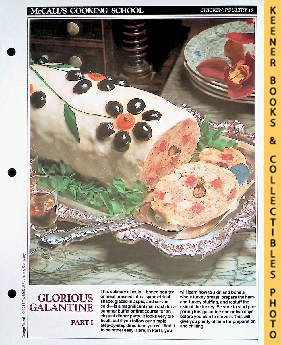 LANGAN, MARIANNE / WING, LUCY (EDITORS) - Mccall's Cooking School Recipe Card: Chicken, Poultry 15 - Turkey Breast Galantine, Part I : Replacement Mccall's Recipage or Recipe Card for 3-Ring Binders : Mccall's Cooking School Cookbook Series