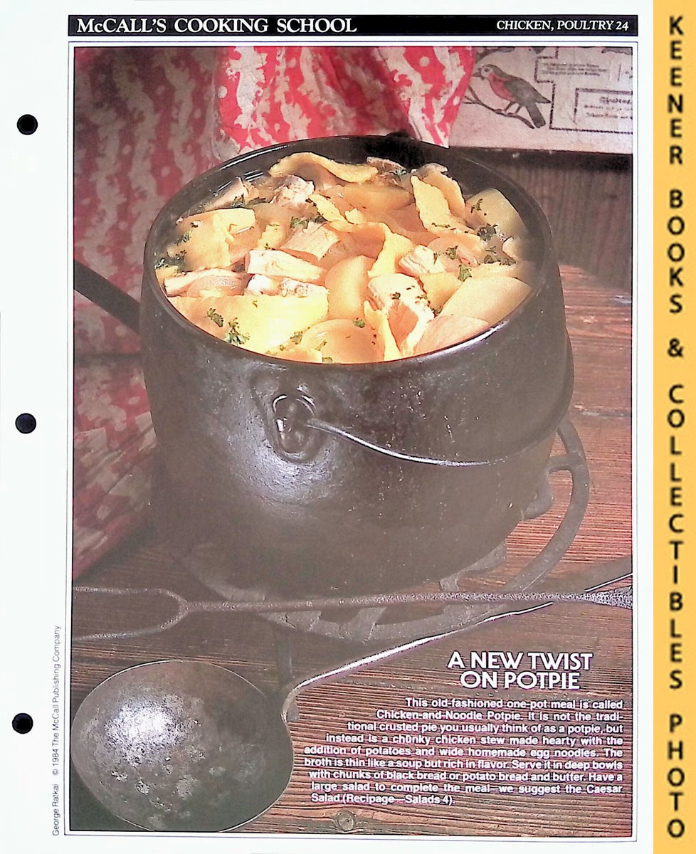 LANGAN, MARIANNE / WING, LUCY (EDITORS) - Mccall's Cooking School Recipe Card: Chicken, Poultry 24 - Chicken-and-Noodle Potpie : Replacement Mccall's Recipage or Recipe Card for 3-Ring Binders : Mccall's Cooking School Cookbook Series
