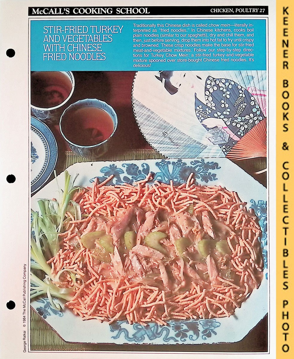 LANGAN, MARIANNE / WING, LUCY (EDITORS) - Mccall's Cooking School Recipe Card: Chicken, Poultry 27 - Turkey Chow Mein : Replacement Mccall's Recipage or Recipe Card for 3-Ring Binders : Mccall's Cooking School Cookbook Series