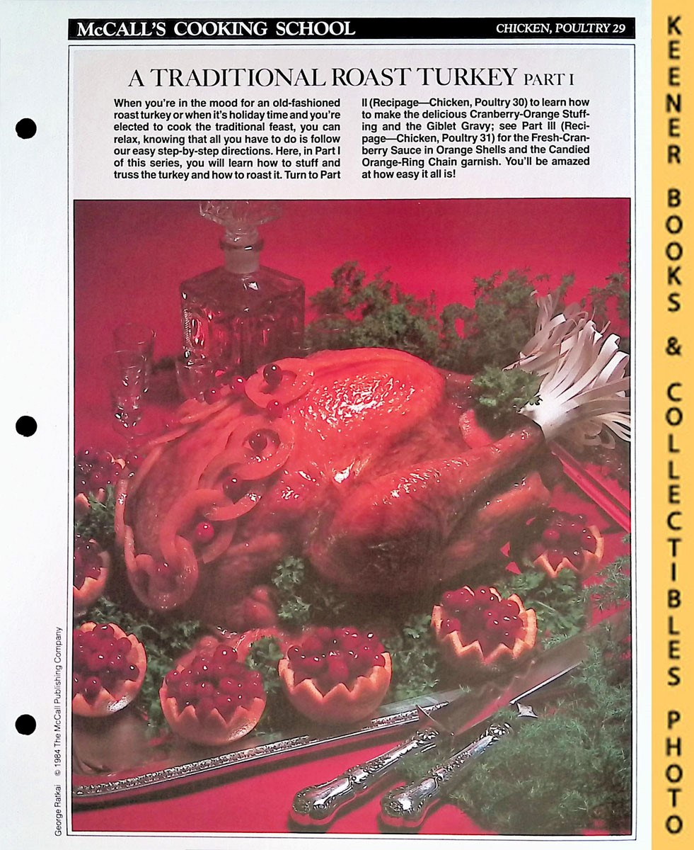 LANGAN, MARIANNE / WING, LUCY (EDITORS) - Mccall's Cooking School Recipe Card: Chicken, Poultry 29 - Old-Fashioned Roast Turkey : Replacement Mccall's Recipage or Recipe Card for 3-Ring Binders : Mccall's Cooking School Cookbook Series