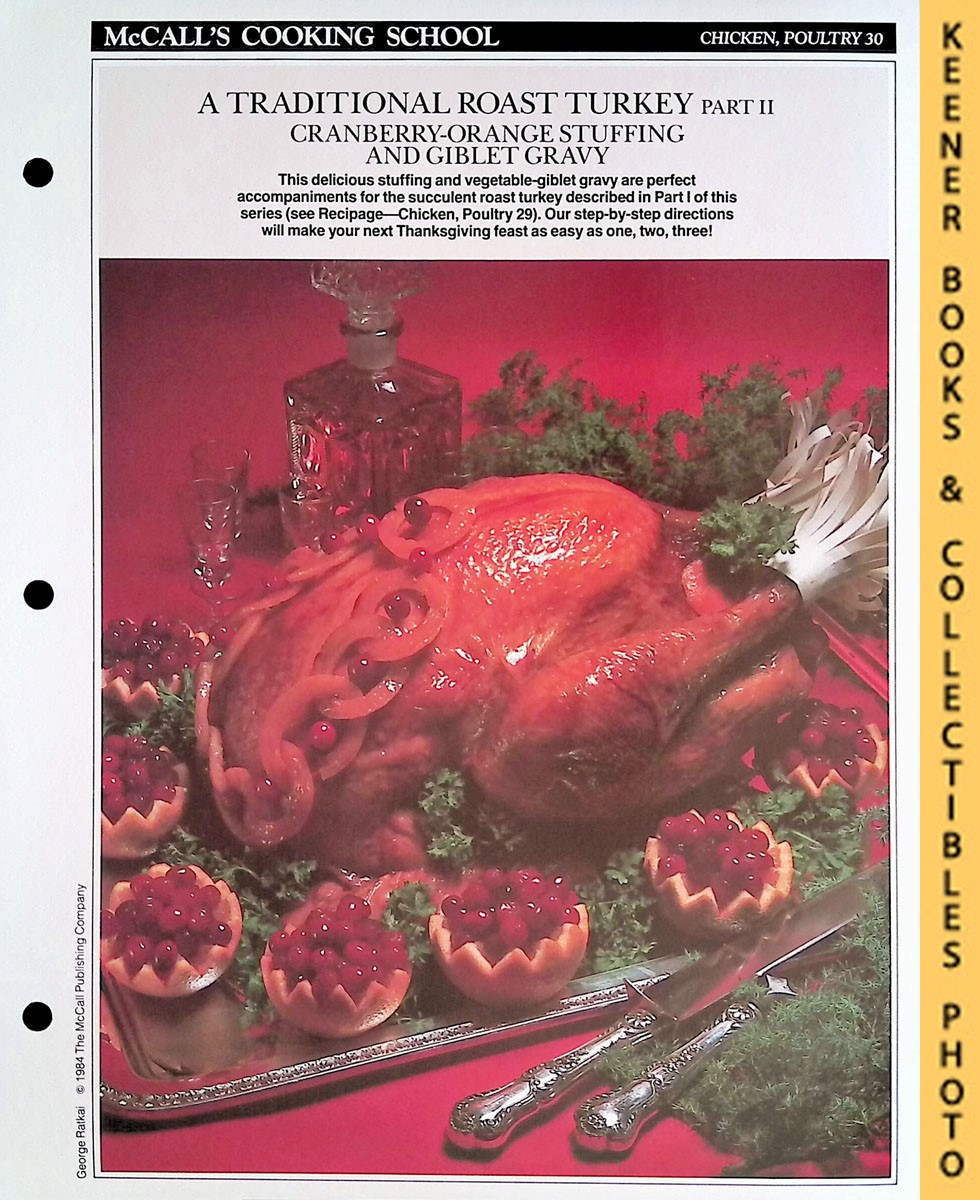 LANGAN, MARIANNE / WING, LUCY (EDITORS) - Mccall's Cooking School Recipe Card: Chicken, Poultry 30 - Cranberry-Orange Stuffing & Giblet Gravy : Replacement Mccall's Recipage or Recipe Card for 3-Ring Binders : Mccall's Cooking School Cookbook Series