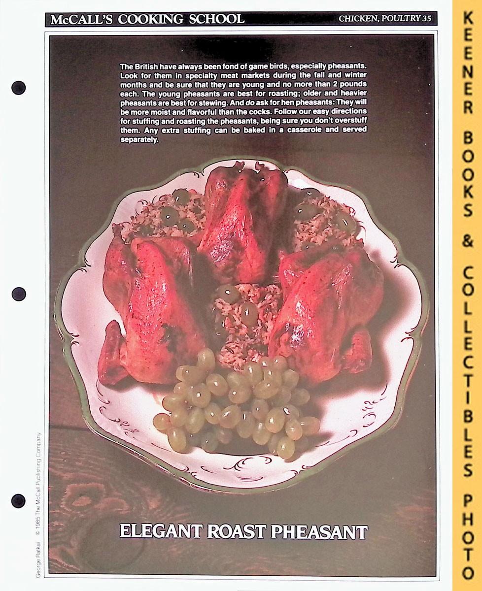 LANGAN, MARIANNE / WING, LUCY (EDITORS) - Mccall's Cooking School Recipe Card: Chicken, Poultry 35 - Roast Pheasant and Wild-Rice Casserole : Replacement Mccall's Recipage or Recipe Card for 3-Ring Binders : Mccall's Cooking School Cookbook Series