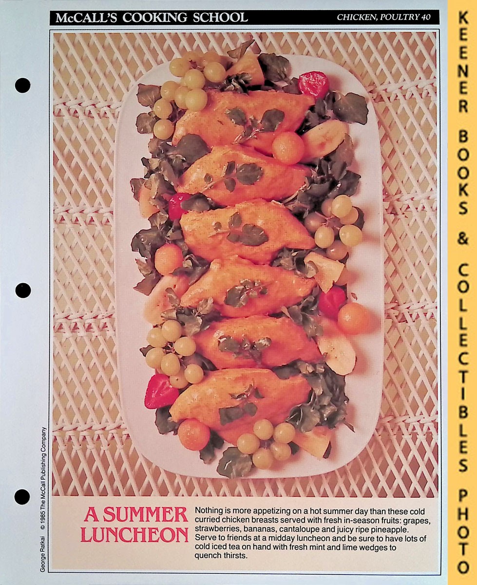 LANGAN, MARIANNE / WING, LUCY (EDITORS) - Mccall's Cooking School Recipe Card: Chicken, Poultry 40 - Curried Chicken Breasts with Fresh Fruit : Replacement Mccall's Recipage or Recipe Card for 3-Ring Binders : Mccall's Cooking School Cookbook Series