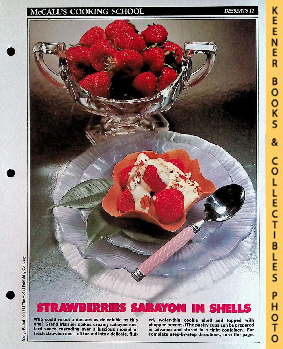 LANGAN, MARIANNE / WING, LUCY (EDITORS) - Mccall's Cooking School Recipe Card: Desserts 12 - Strawberries Sabayon in Cookie Shells : Replacement Mccall's Recipage or Recipe Card for 3-Ring Binders : Mccall's Cooking School Cookbook Series