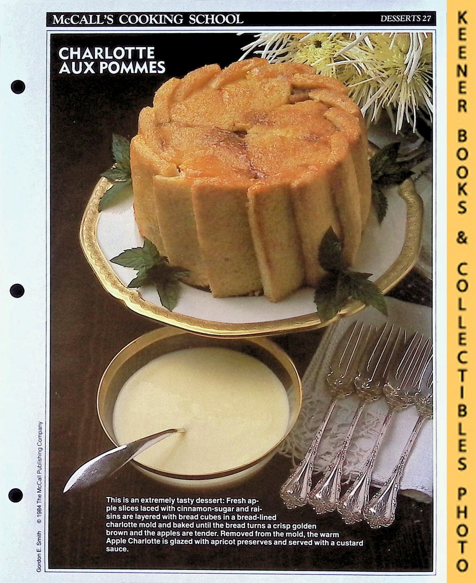 LANGAN, MARIANNE / WING, LUCY (EDITORS) - Mccall's Cooking School Recipe Card: Desserts 27 - Apple Charlotte with Custard Sauce : Replacement Mccall's Recipage or Recipe Card for 3-Ring Binders : Mccall's Cooking School Cookbook Series