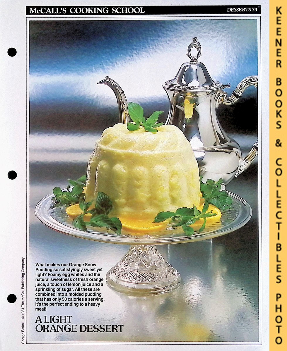 LANGAN, MARIANNE / WING, LUCY (EDITORS) - Mccall's Cooking School Recipe Card: Desserts 33 - Orange Snow Pudding : Replacement Mccall's Recipage or Recipe Card for 3-Ring Binders : Mccall's Cooking School Cookbook Series