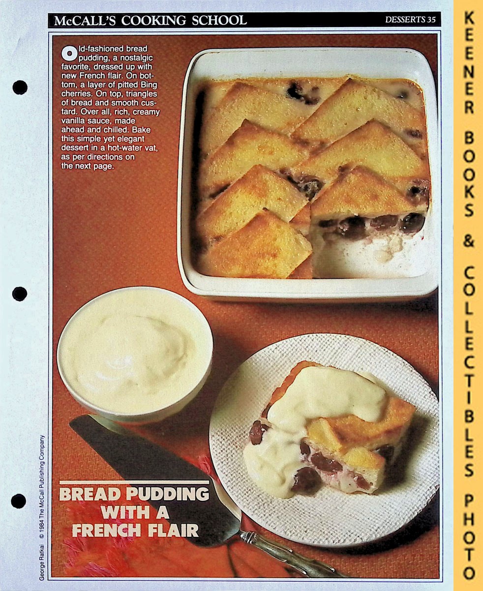 LANGAN, MARIANNE / WING, LUCY (EDITORS) - Mccall's Cooking School Recipe Card: Desserts 35 - Bread Pudding : Replacement Mccall's Recipage or Recipe Card for 3-Ring Binders : Mccall's Cooking School Cookbook Series