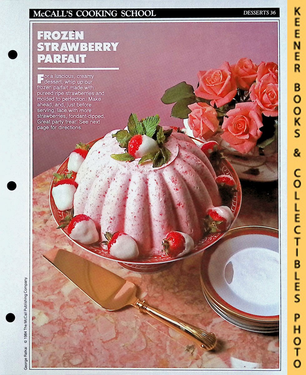 LANGAN, MARIANNE / WING, LUCY (EDITORS) - Mccall's Cooking School Recipe Card: Desserts 36 - Frozen Strawberry Parfait : Replacement Mccall's Recipage or Recipe Card for 3-Ring Binders : Mccall's Cooking School Cookbook Series