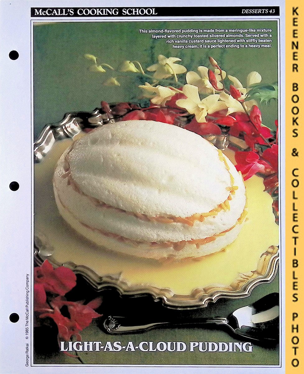 LANGAN, MARIANNE / WING, LUCY (EDITORS) - Mccall's Cooking School Recipe Card: Desserts 43 - Almond Pudding : Replacement Mccall's Recipage or Recipe Card for 3-Ring Binders : Mccall's Cooking School Cookbook Series