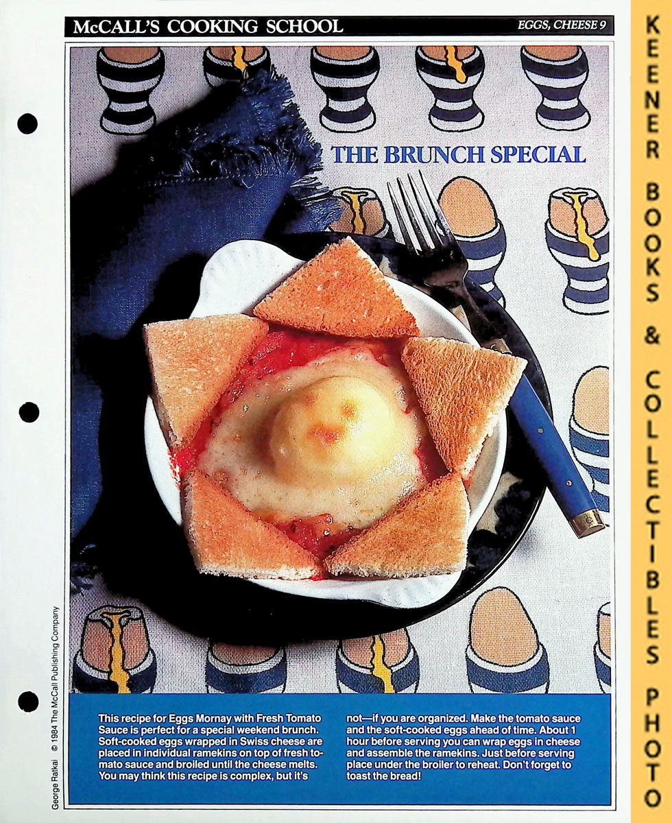 LANGAN, MARIANNE / WING, LUCY (EDITORS) - Mccall's Cooking School Recipe Card: Eggs, Cheese 9 - Eggs Mornay with Fresh Tomato Sauce : Replacement Mccall's Recipage or Recipe Card for 3-Ring Binders : Mccall's Cooking School Cookbook Series