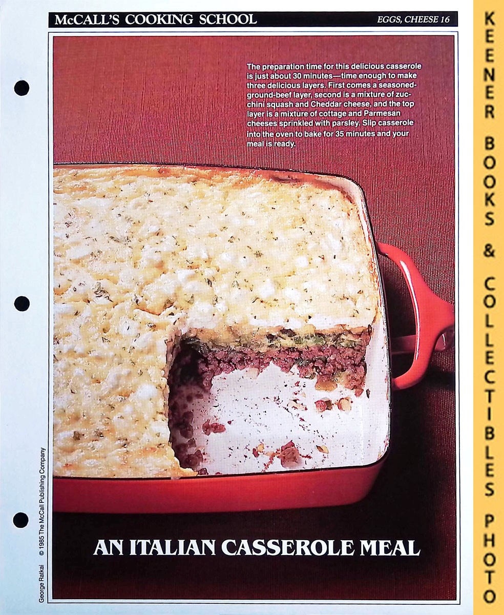 LANGAN, MARIANNE / WING, LUCY (EDITORS) - Mccall's Cooking School Recipe Card: Eggs, Cheese 16 - Italian Cheese-It Casserole : Replacement Mccall's Recipage or Recipe Card for 3-Ring Binders : Mccall's Cooking School Cookbook Series