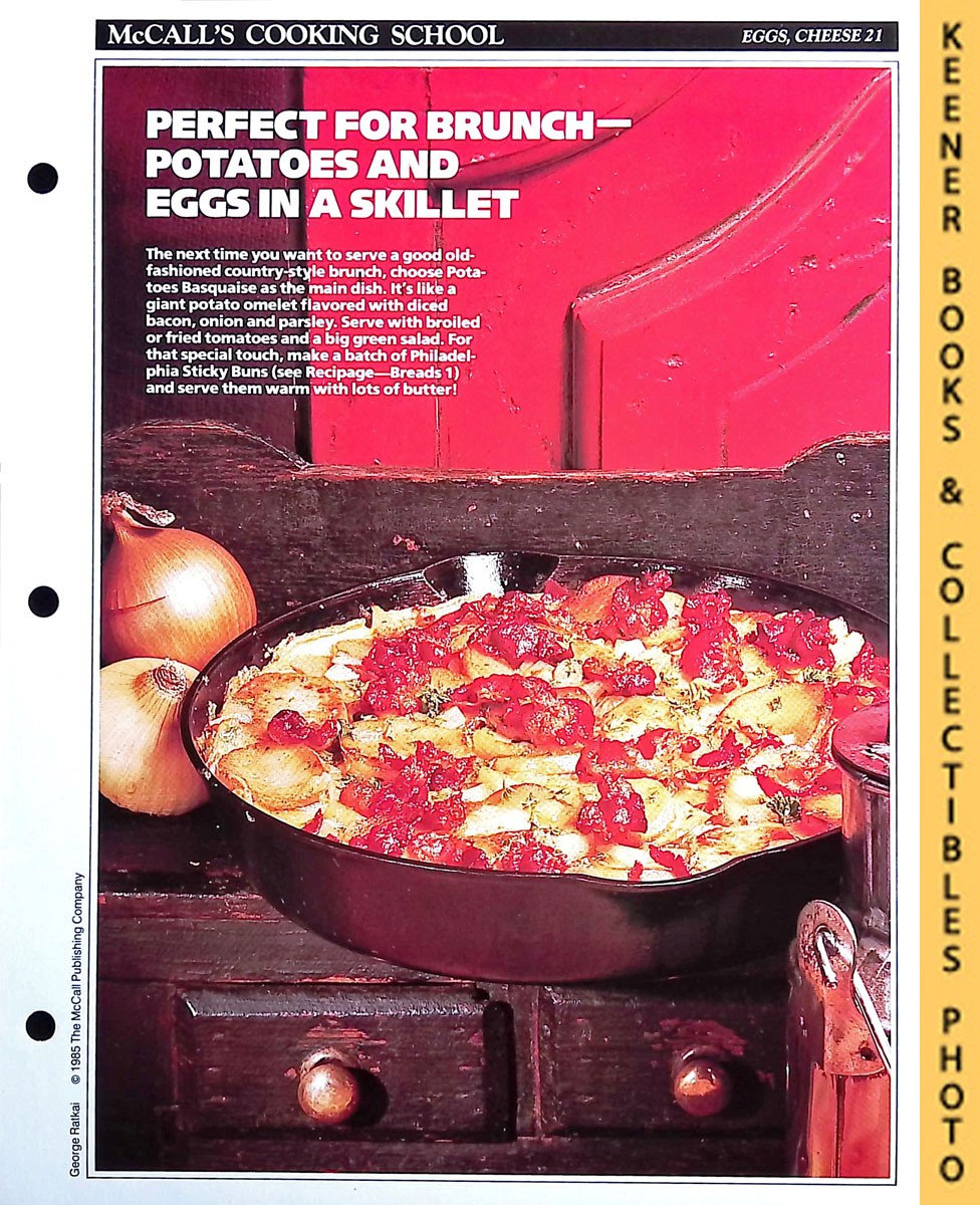 LANGAN, MARIANNE / WING, LUCY (EDITORS) - Mccall's Cooking School Recipe Card: Eggs, Cheese 21 - Potatoes Basquaise : Replacement Mccall's Recipage or Recipe Card for 3-Ring Binders : Mccall's Cooking School Cookbook Series