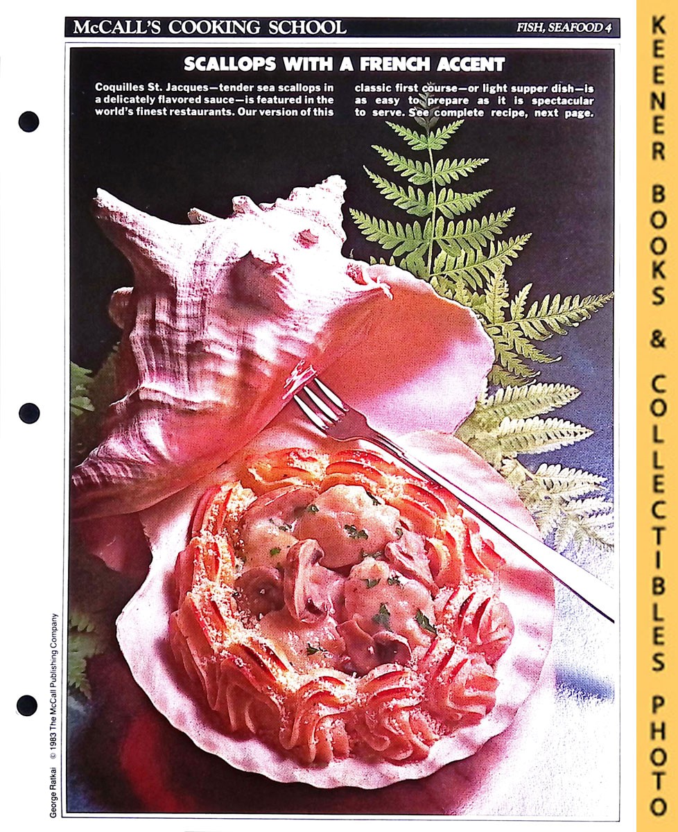 LANGAN, MARIANNE / WING, LUCY (EDITORS) - Mccall's Cooking School Recipe Card: Fish, Seafood 4 - Coquilles St. Jacques : Replacement Mccall's Recipage or Recipe Card for 3-Ring Binders : Mccall's Cooking School Cookbook Series